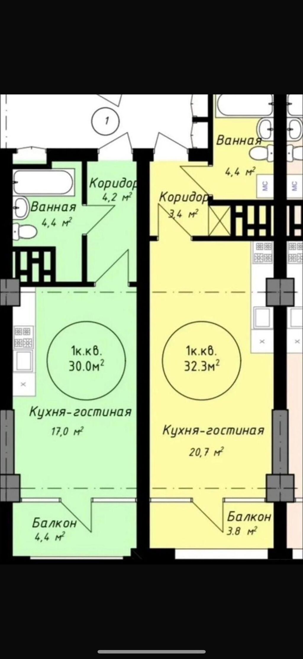 1 комната, 37 м², Ошский рынок / базар Элитка, 12 этаж, ПСО (под самоотделку): фото 5