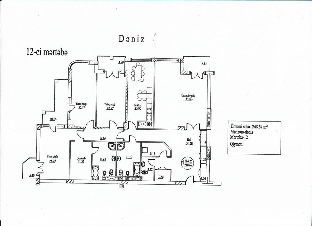 4 otaqlı, Yeni tikili, 248 kv. m
