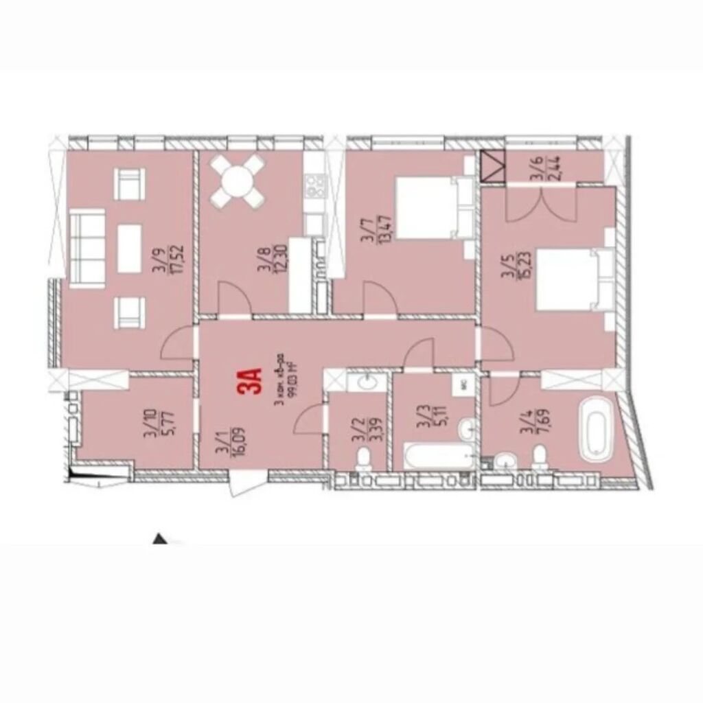 3 комнаты, 100 м², Восток-5 мкр Элитка, 8 этаж: фото 8