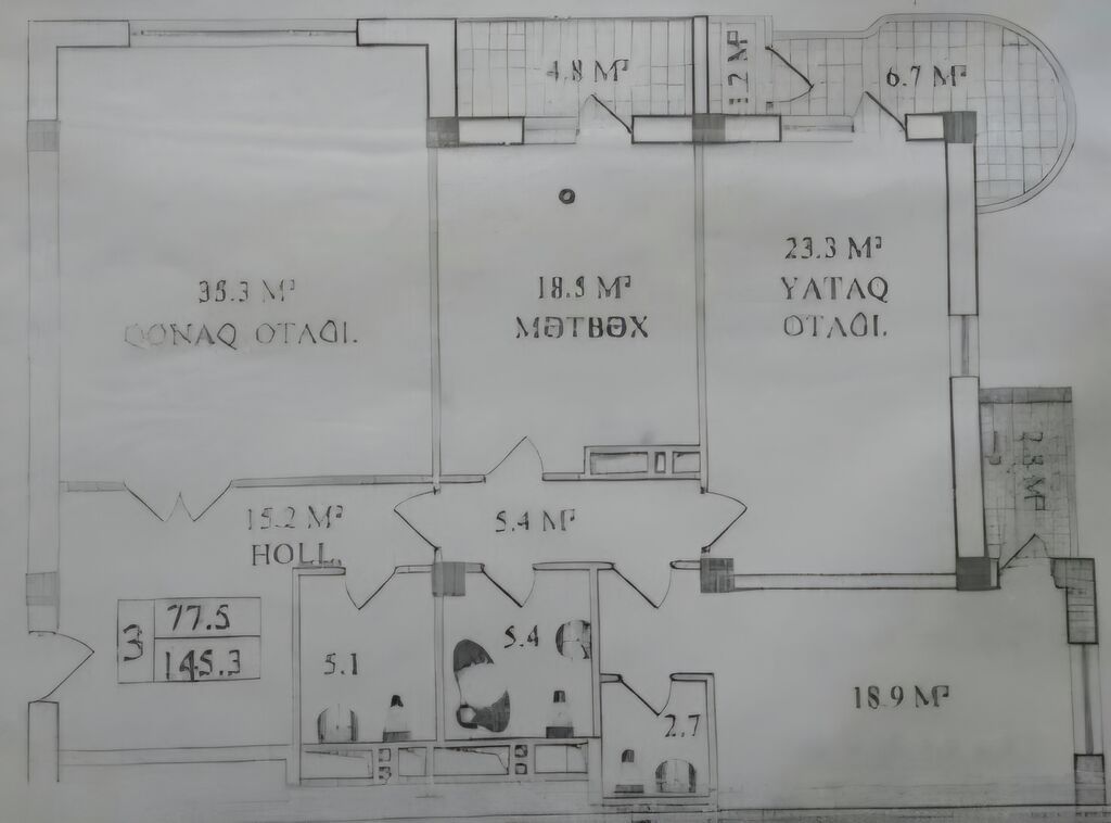 Neftçilərdə 3 otaqlı yeni tikili mənzil satılır, 145 m², 286 000 AZN, şəkil 3 / 5