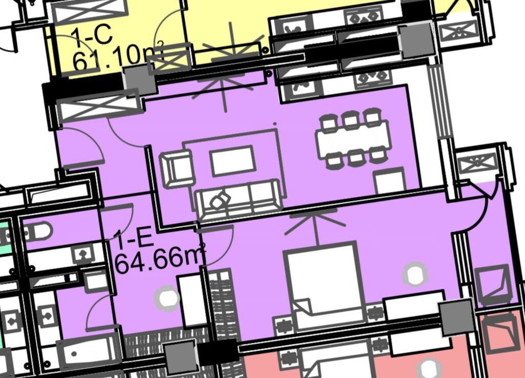 1 комната, 64 м², Кок-Жар мкр Элитка, 5 этаж, ПСО (под самоотделку): фото 6
