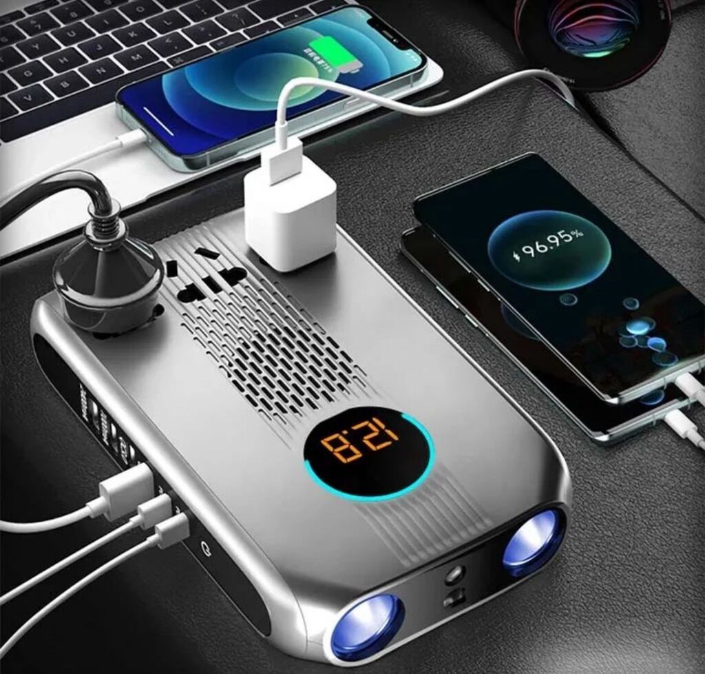 Инвертор автомобильный 12В → 220В OZIO K20-S 300W (4USB + 2Type-C) — фото 5