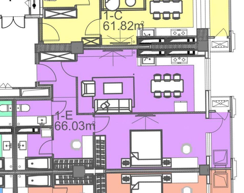 2 комнаты, 66 м², Кок-Жар мкр Элитка, 13 этаж, ПСО (под самоотделку): фото 2