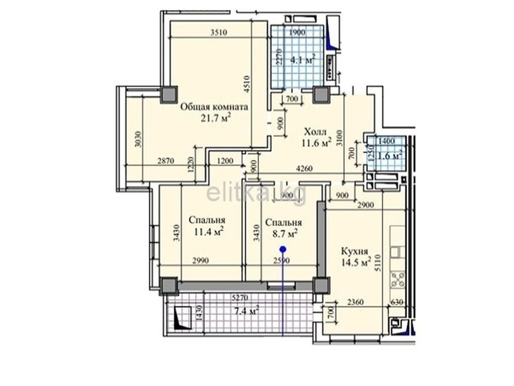 3 комнаты, 80 м², Элитка, 8 этаж, ПСО (под самоотделку): фото 2