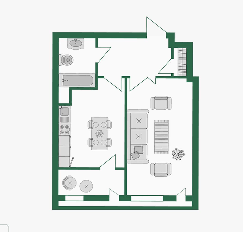 2 комнаты, 47 м², Азия Молл Элитка, 5 этаж, Евроремонт: фото 2
