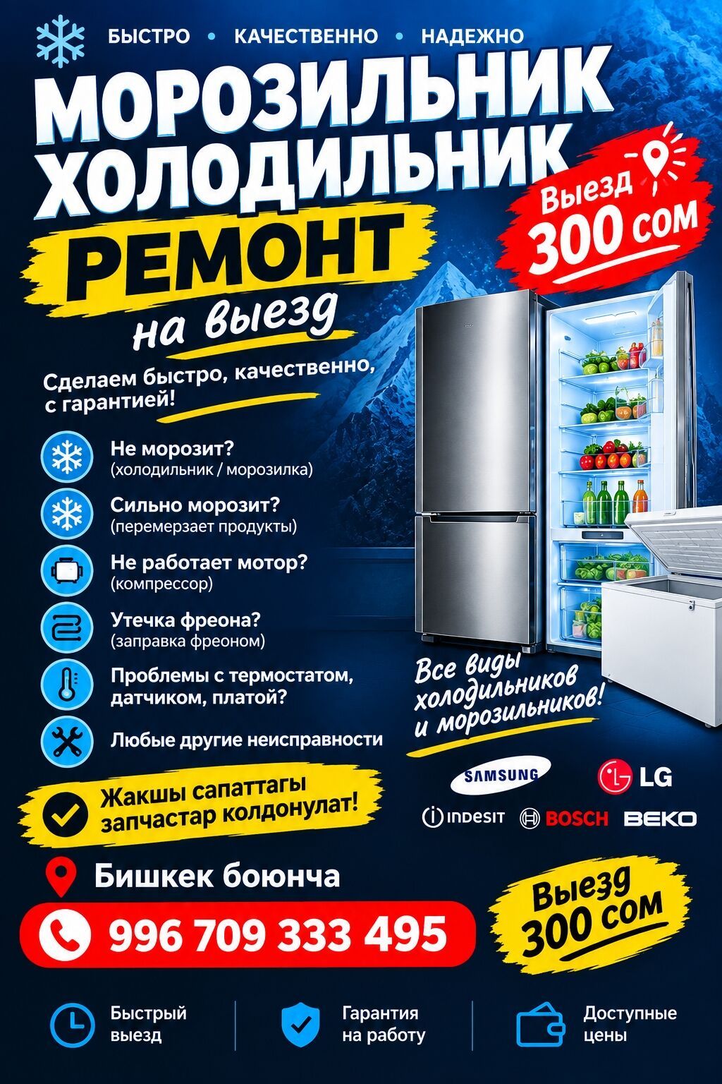 Ремонт холодильников и морозильников с выездом