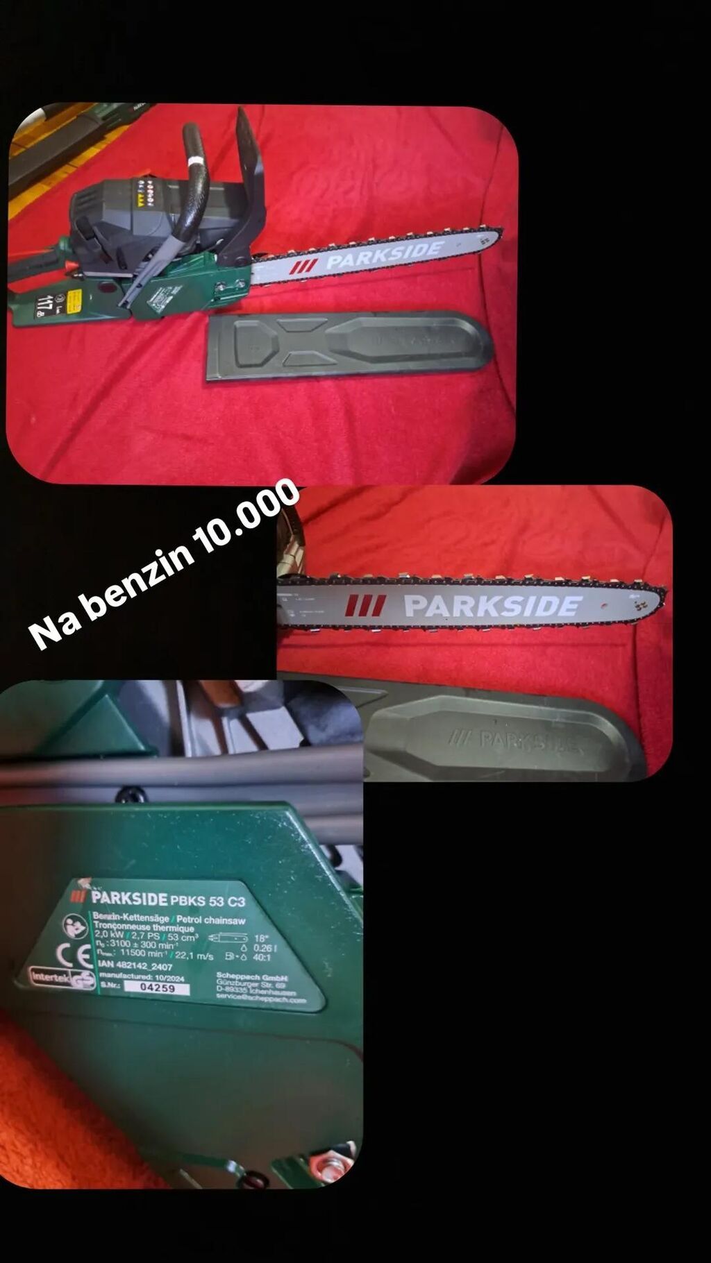 Motorne testere: PARKSIDE PBKS 53 C3 benzinska motorna testera - Snaga motora: 2,0 kW