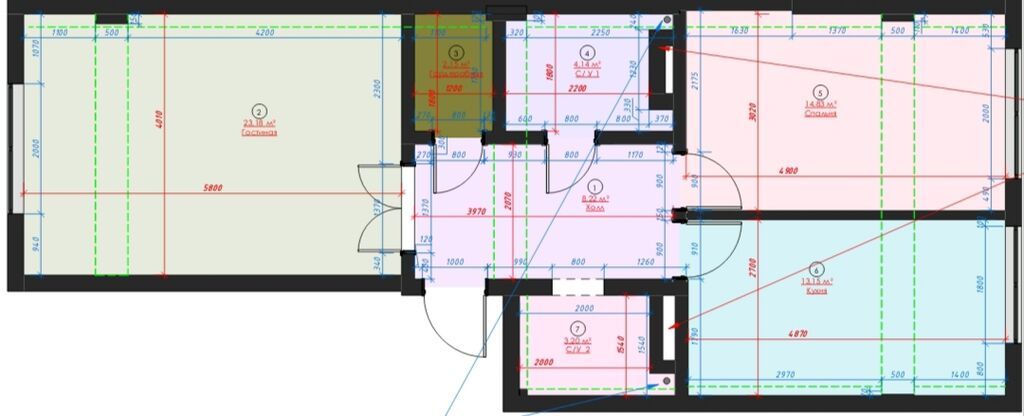 2 комнаты, 70 м², Аламедин-1 мкр Элитка, 3 этаж, ПСО (под самоотделку): фото 8