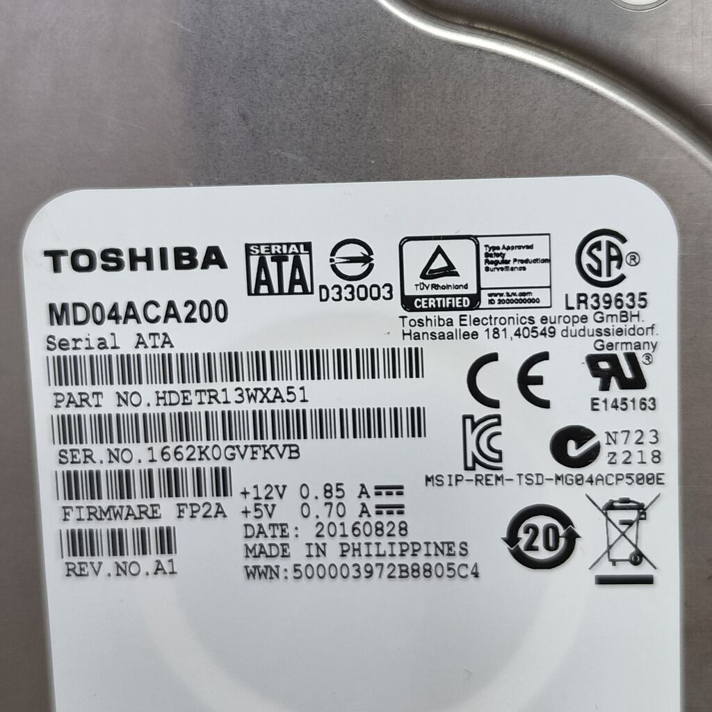 Накопитель для ПК, Новый, Toshiba, HDD, 2 ТБ, 3.5", Для ПК: фото 5