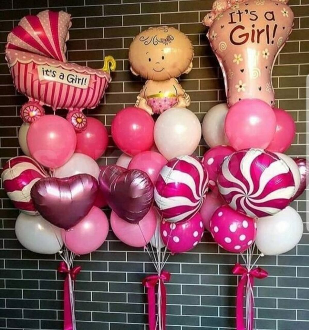 Воздушные шары девочке на 1. Шары на выписку. Шары на выписку для девочки. Шарики на выписку девочки. Шары с днем рождения.