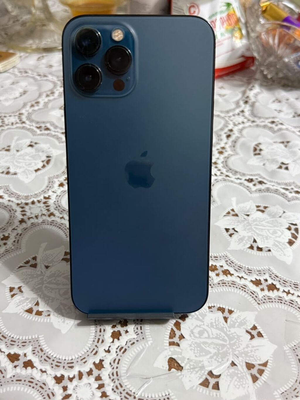 IPhone 12 Pro Max, Б/у, 256 ГБ, Pacific Blue, Чехол, 75 %: фото 4