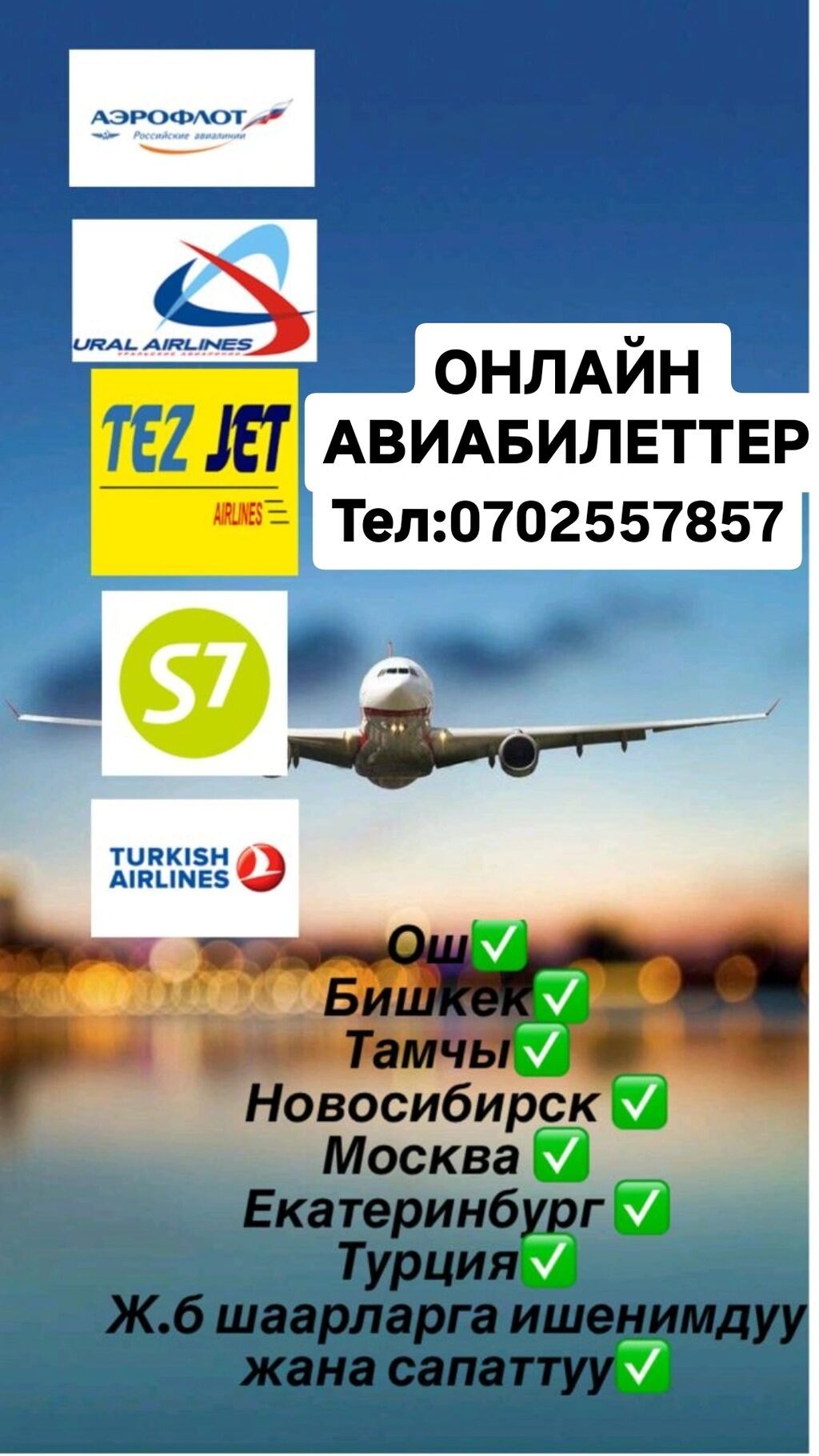 Онлайн Авиабилеты. в любую точку мира: Договорная ᐈ Туристические услуги   Бишкек  91461382 ➤ lalafo.kg