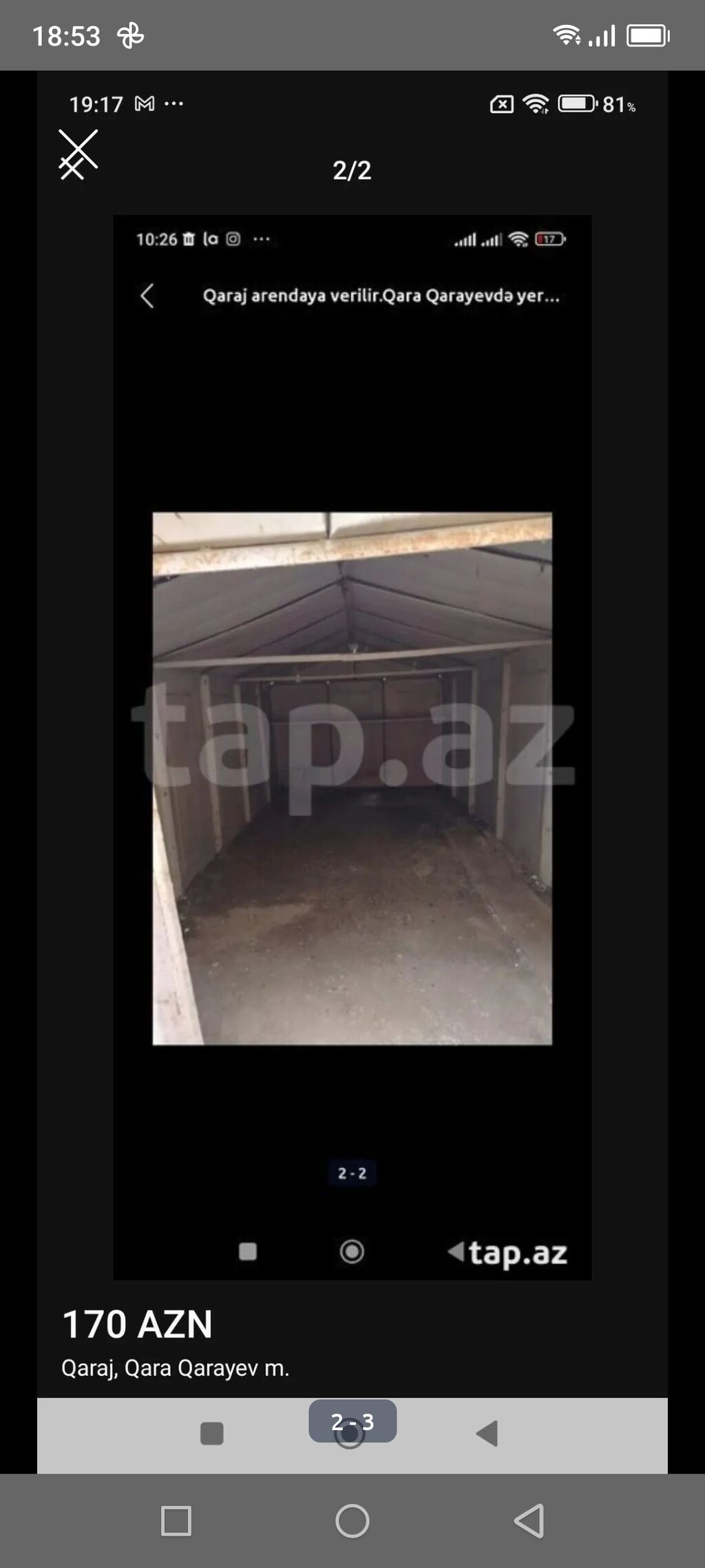 Qarayev metrosu yaxınlığında metal konstruksiyalı qapılı qaraj satılır