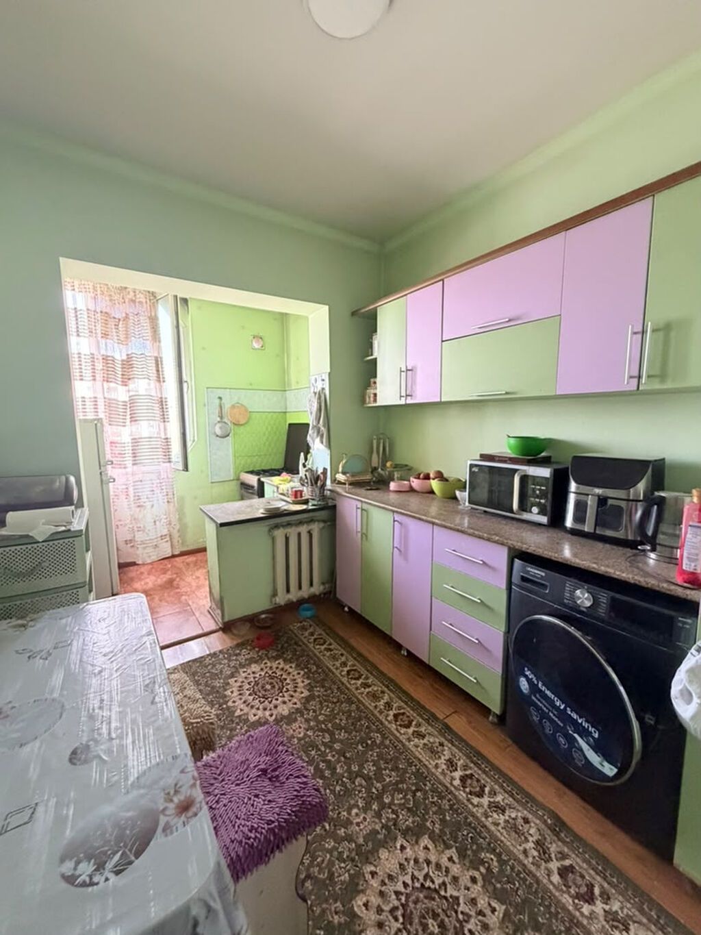3 комнаты, 62 м², Аламедин-1 мкр 106 серия, 9 этаж, Косметический ремонт: фото 2