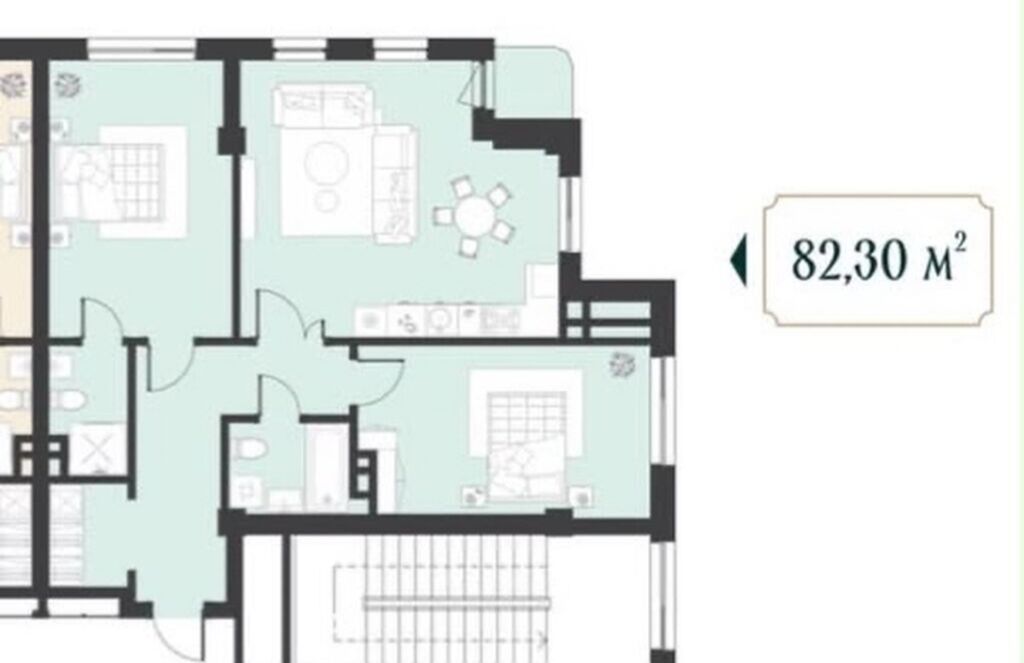 3 комнаты, 82 м², Орто-Сай с. Элитка, 7 этаж, ПСО (под самоотделку)