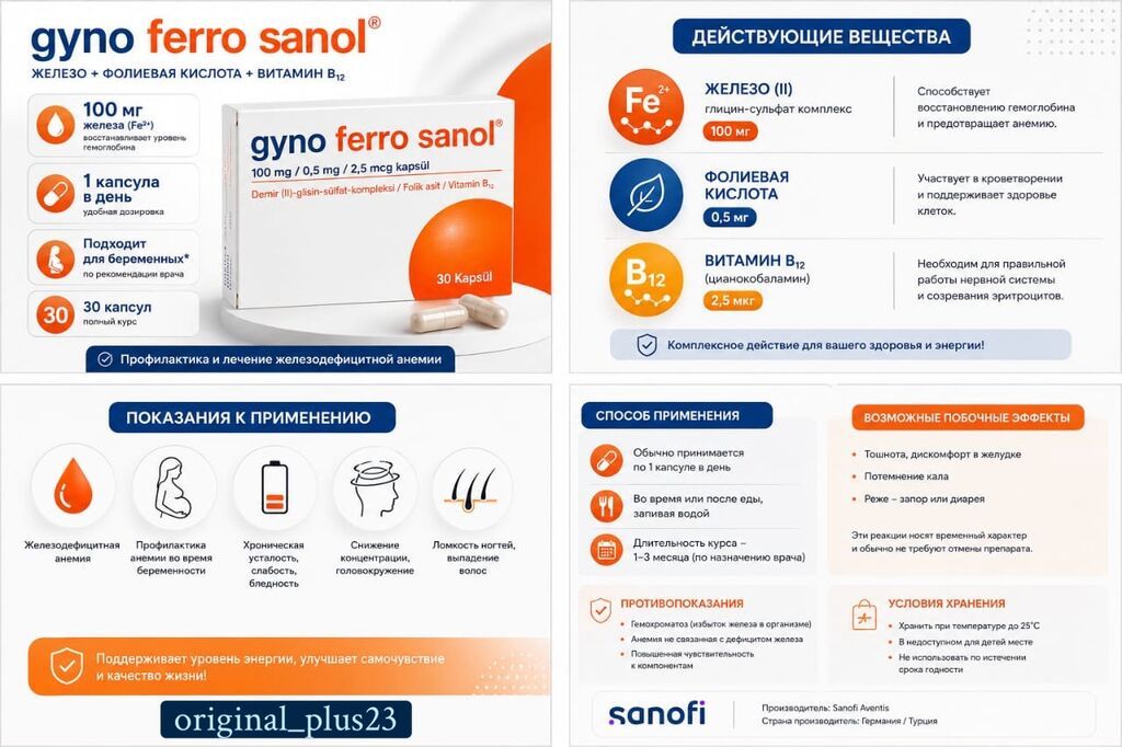 Gyno Ferro Sanol — комплекс железа с фолиевой кислотой и витамином B12