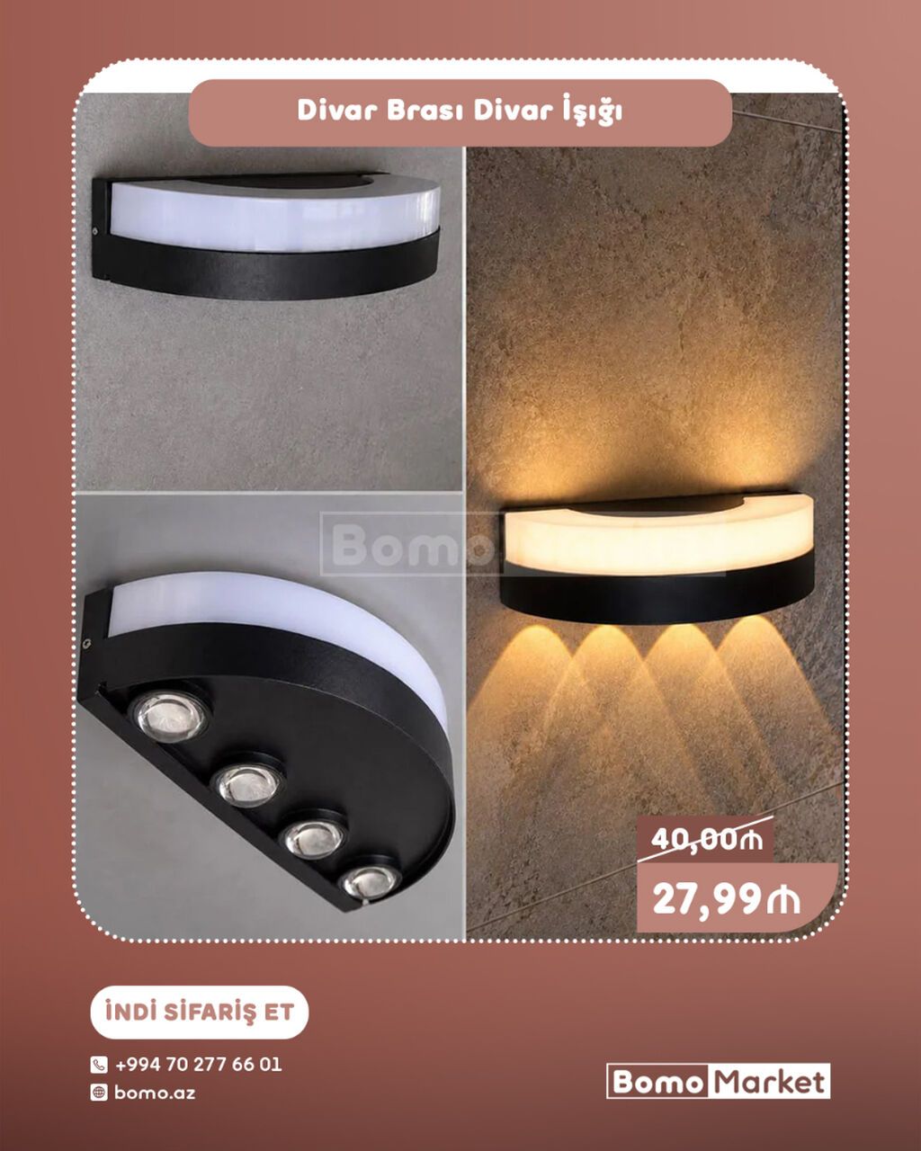 Divar brası divar işığı Müasir və zərif dizayna malik divar işığı