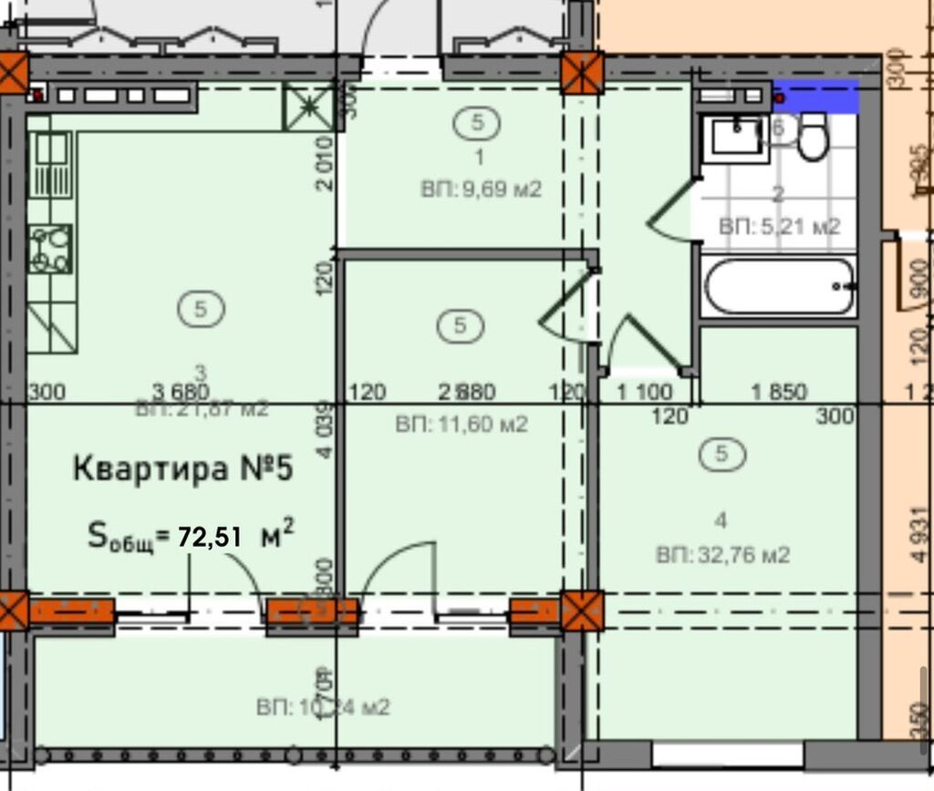 Продается 2-комнатная квартира, Асанбай мкр, 72 м²: фото 4