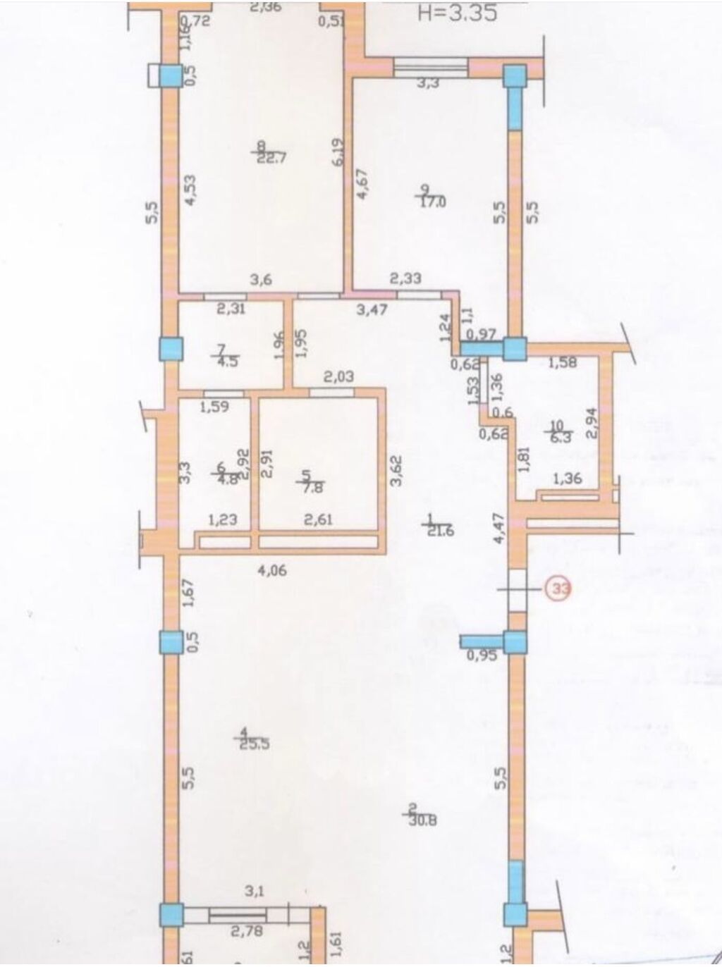 3 комнаты, 145 м², Асанбай мкр Элитка, 6 этаж, ПСО (под самоотделку): фото 2