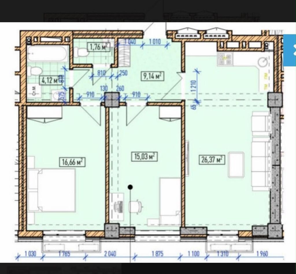 Продам 3-комнатную квартиру 73 м² в ЖК Нью-Йорк
