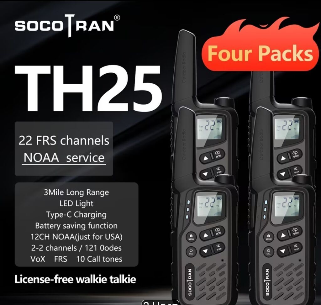 Рации SOCOTRAN TH25 — комплект из 4 лицензий‑free раций FRS. Ключевые: фото 2