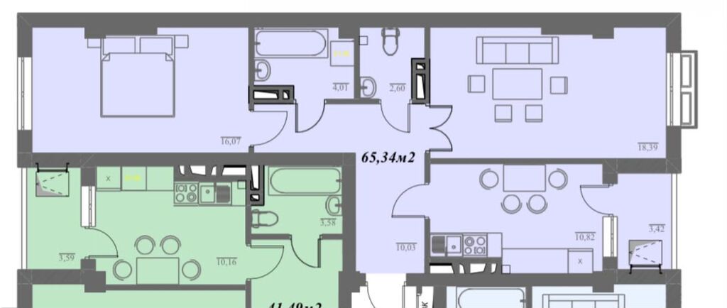 2 комнаты, 65 м², Дордой Моторс рынок Элитка, 6 этаж, ПСО (под самоотделку): фото 8