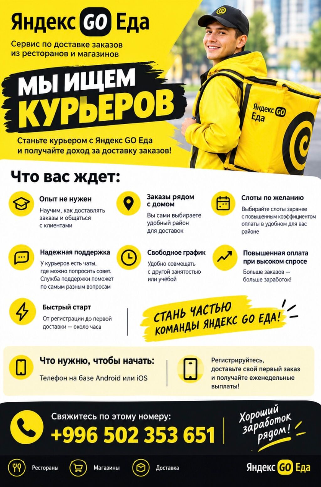 Требуется Велокурьер, Мото курьер, На самокате Гибкий график, Старше 18 лет