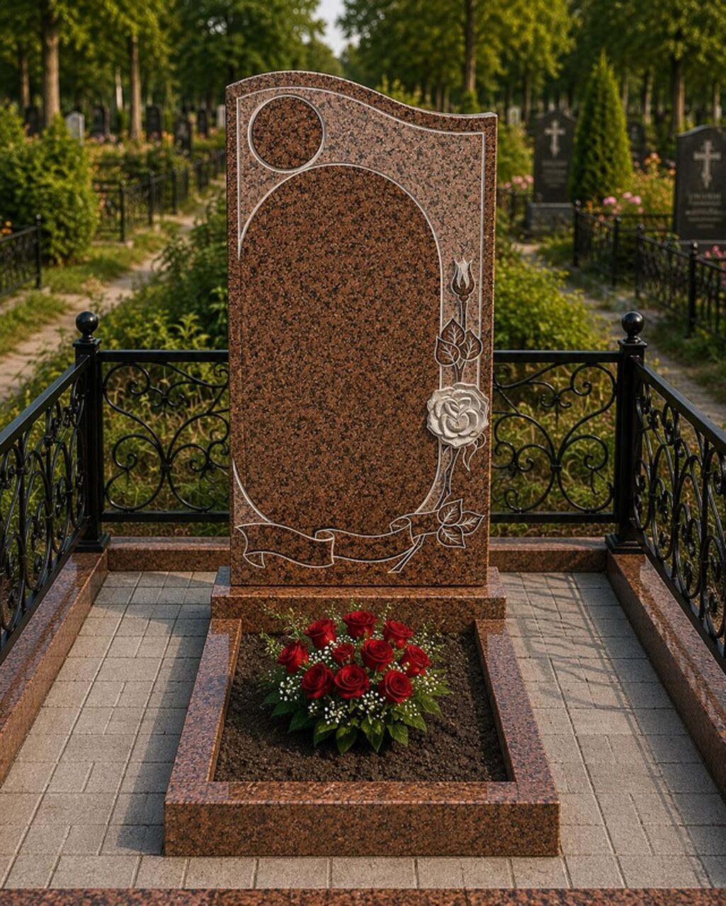 Памятники и комплексы из красного гранита. - Материал: натуральный: фото 3
