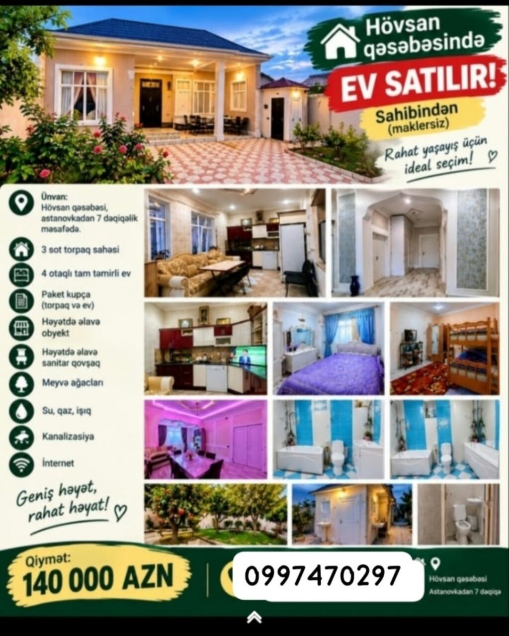 Hövşan qəsəbəsində satılır – rahat yaşayış üçün ideal seçim! Ünvan