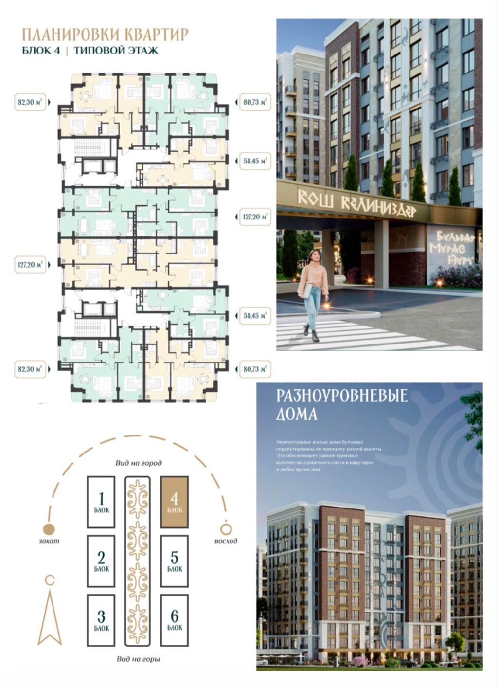 1 комната, 58 м², Орто-Сай с. Элитка, 6 этаж, ПСО (под самоотделку): фото 2