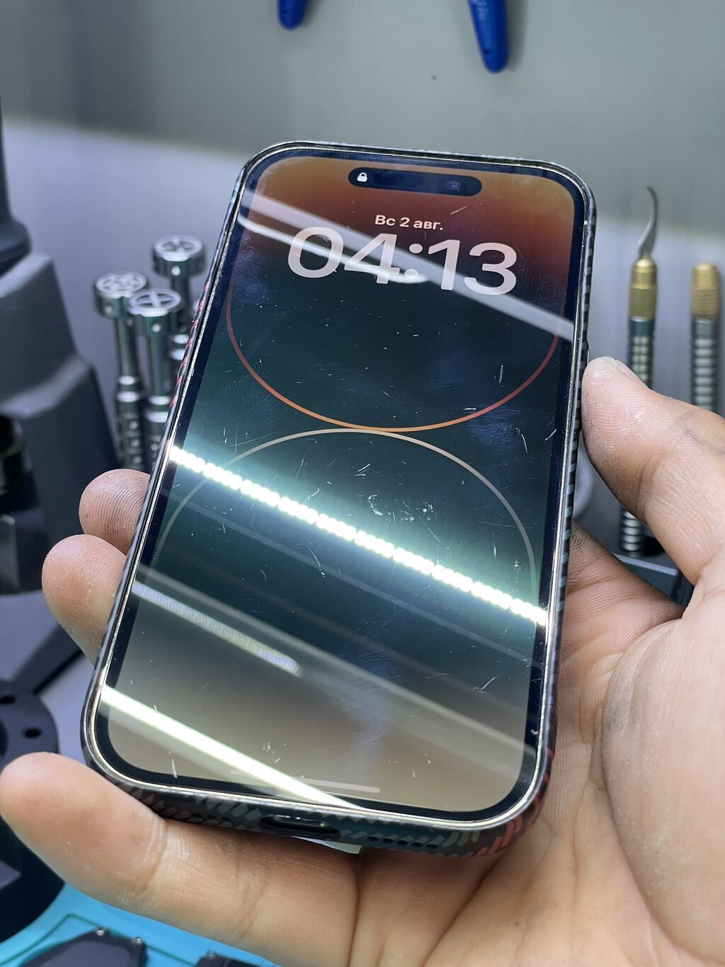 IPhone 14 Pro, Б/у, 128 ГБ, Matte Gold, Защитное стекло, Чехол, 80 %: фото 4