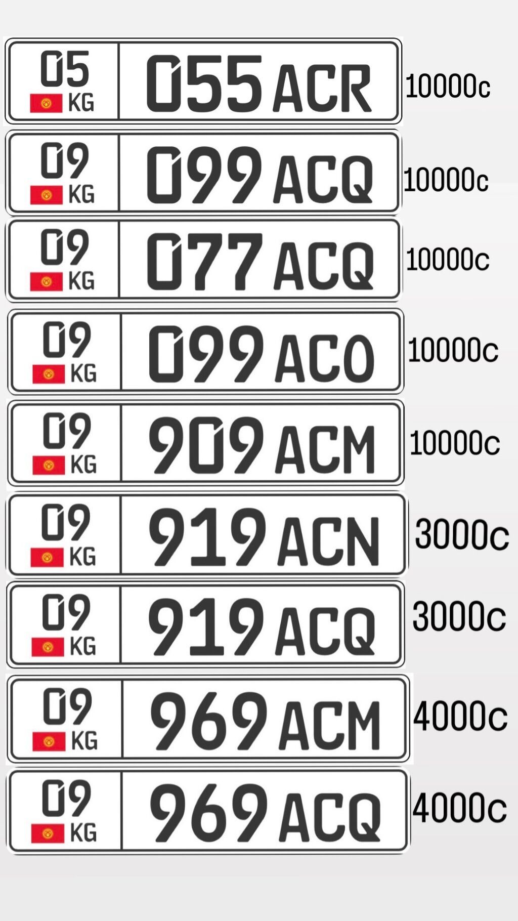 Сертификат на красивые номера Иссык-Куль/ 09регион 05KG055ACR продан!