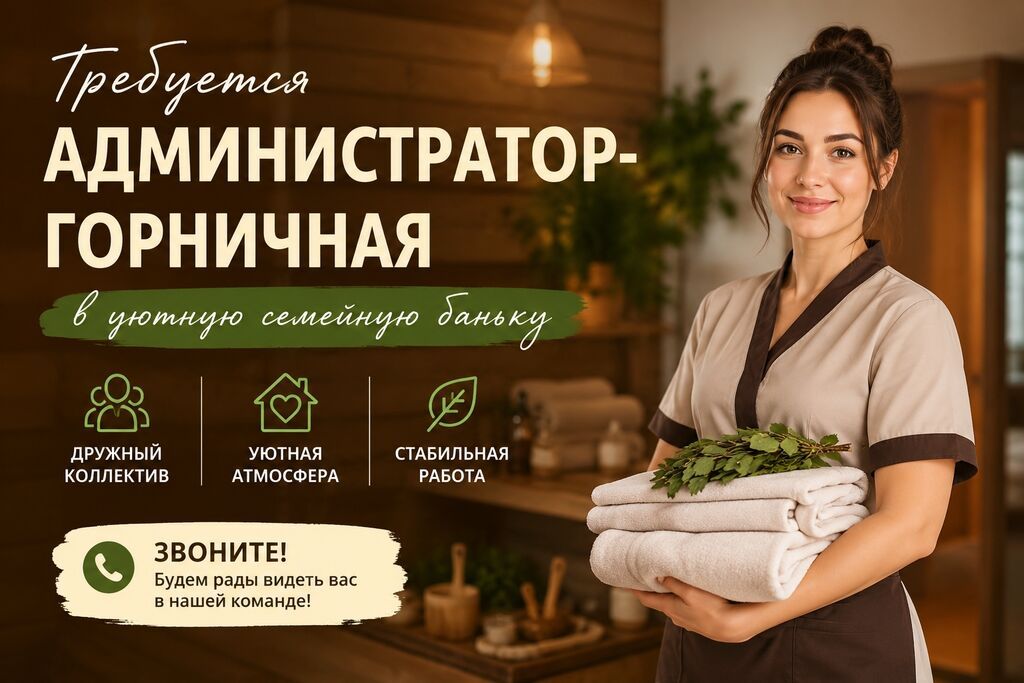 Ищем администратора-горничную в семейную баню
