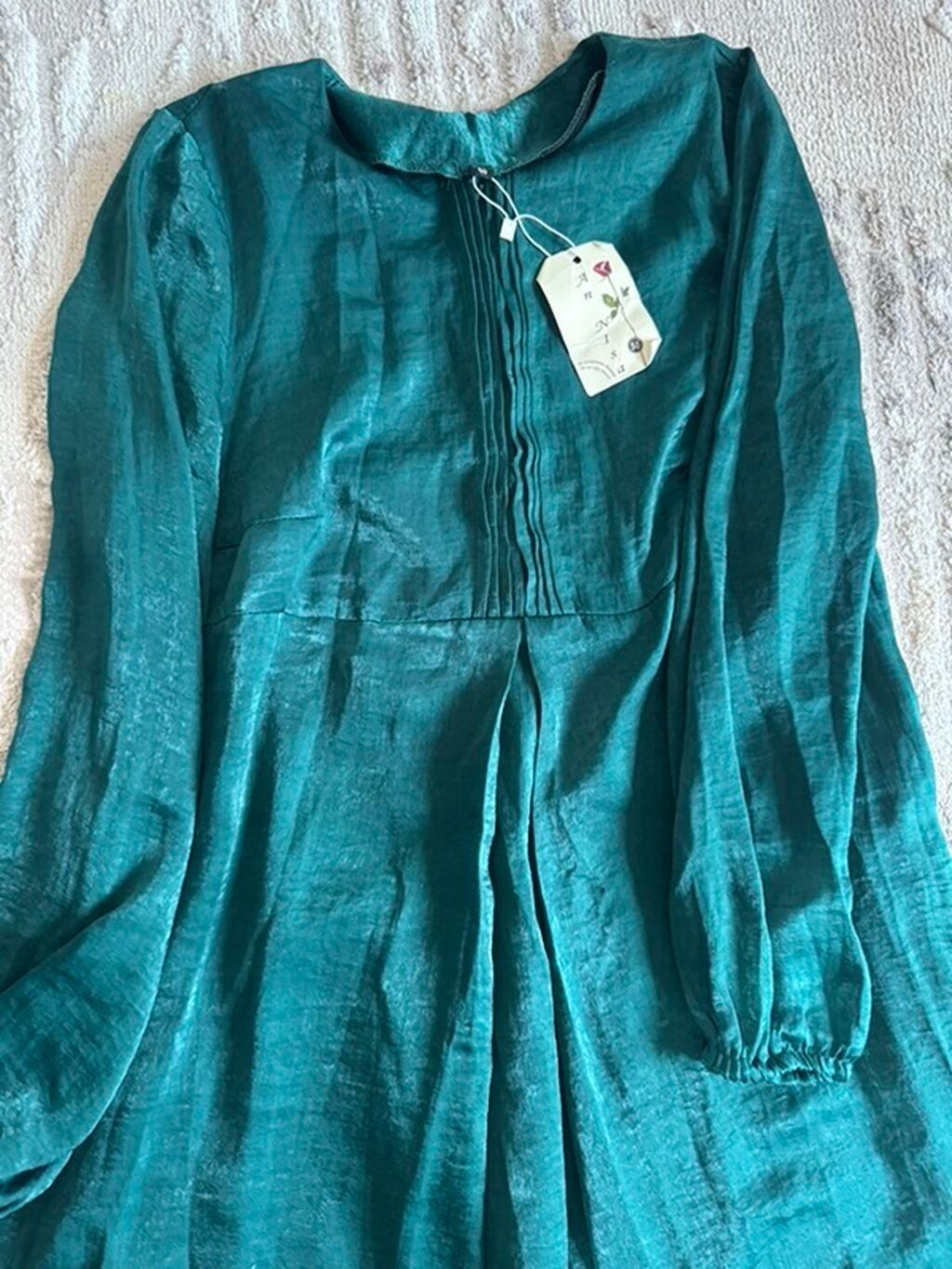 Повседневное платье, Турция, Осень-весна, Длинная модель, Атлас, M, L, XL: фото 8