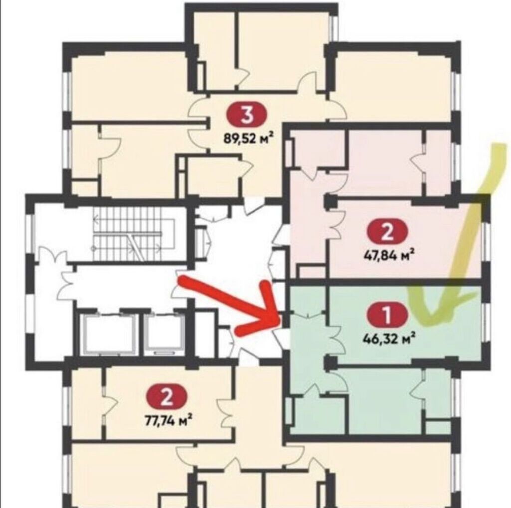1 комната, 47 м², Технопарк 9 этаж, ПСО (под самоотделку): фото 8