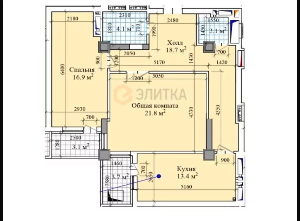 2 комнаты, 82 м², Технопарк Элитка, 4 этаж, ПСО (под самоотделку): фото 3