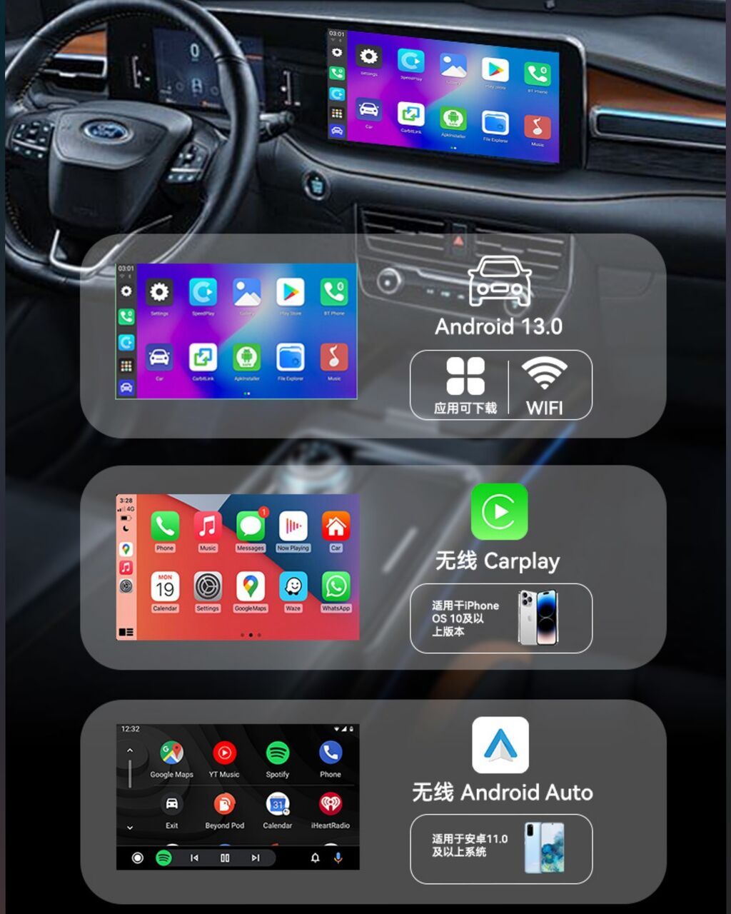 Новый, Нестандартный, Android (встроенная ОС), Apple Carplay, Android Auto, 2 ГБ ОЗУ: фото 4