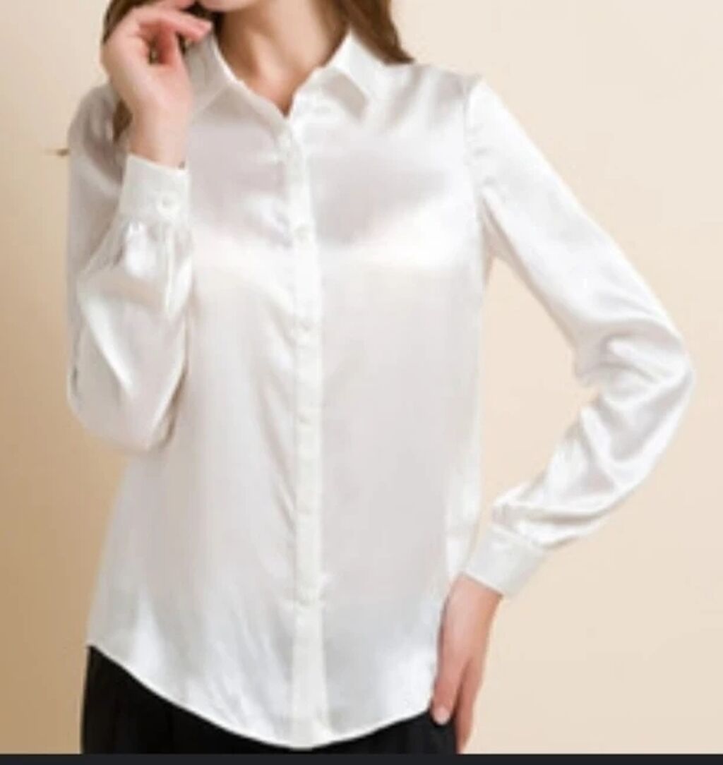 Белая шелковая рубашка женская