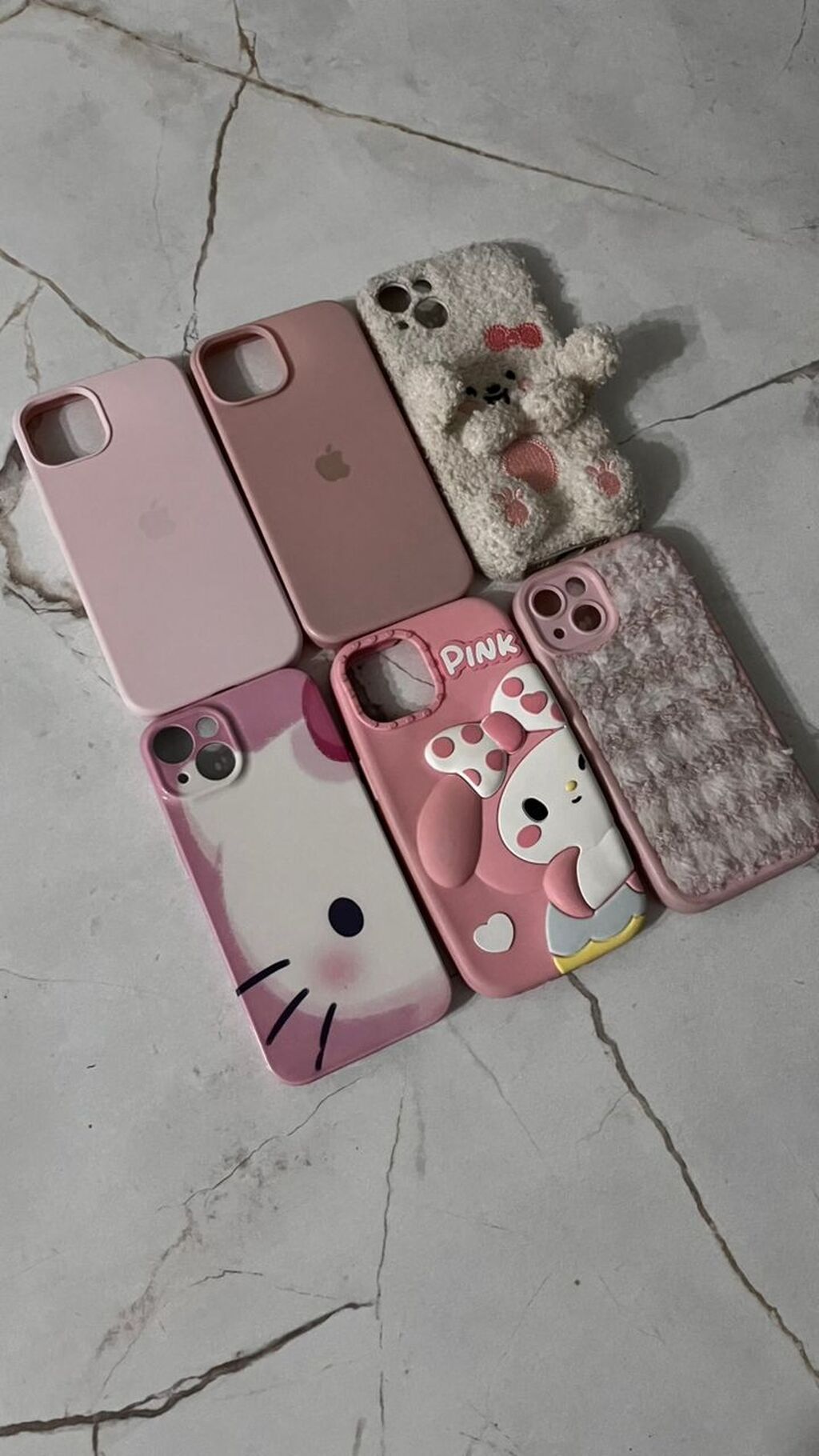 Набор чехлов для iPhone 13 Коллекция в розово-бежевой гамме с милыми: фото 2