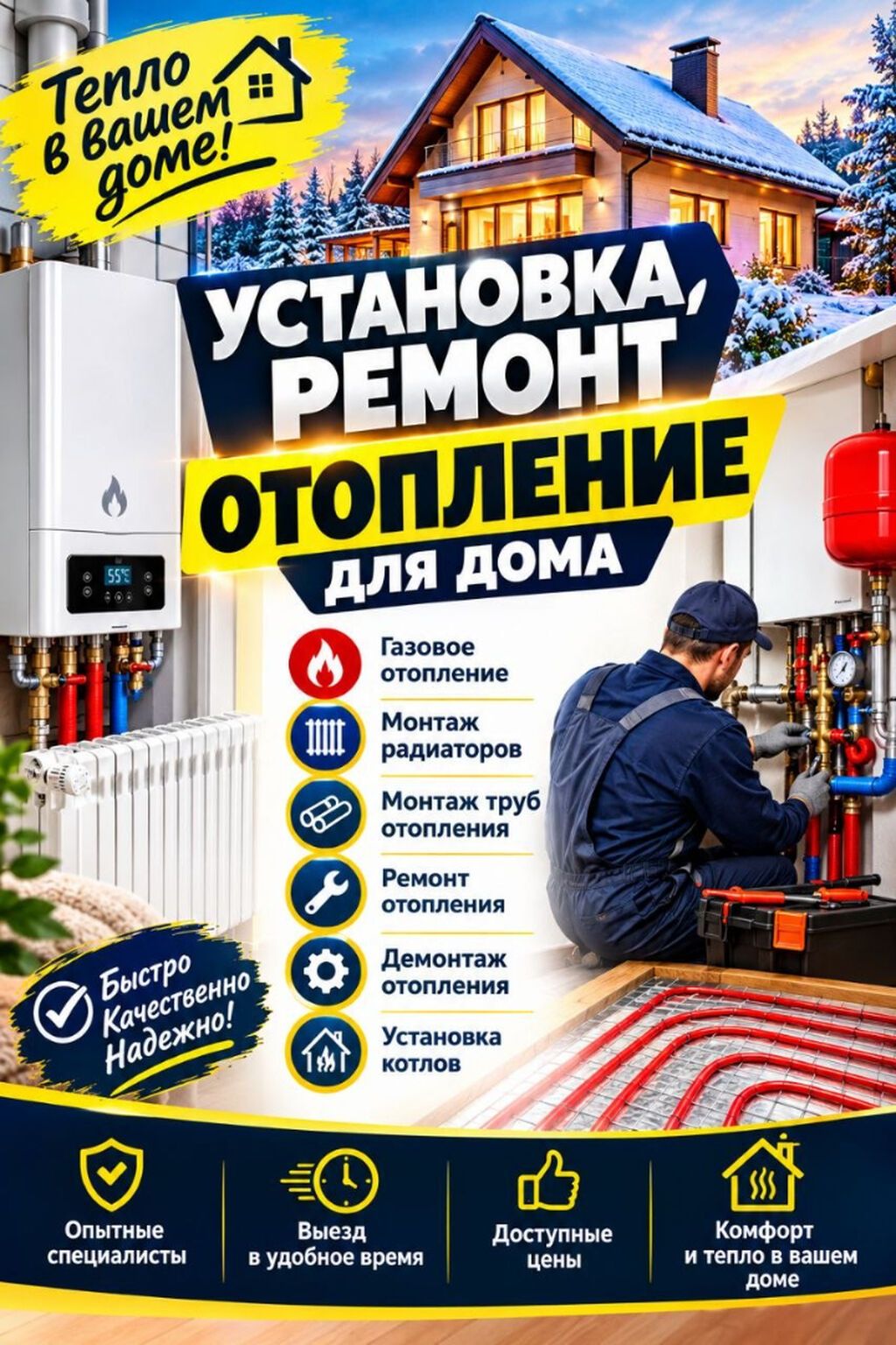 Установка и ремонт отопления в доме