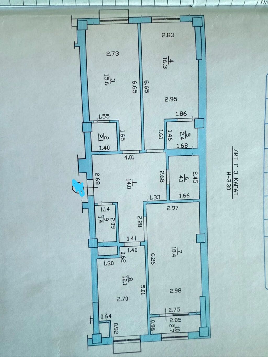3 комнаты, 89 м², Тунгуч мкр Элитка, 3 этаж, ПСО (под самоотделку): фото 2