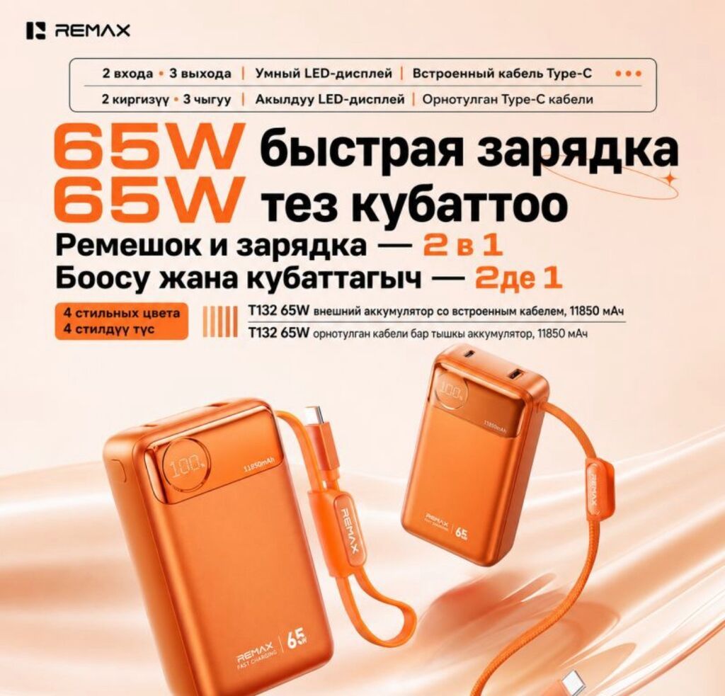 Внешний аккумулятор Powerbank Remax T132 65W 11850 mAh купить в — фото 3