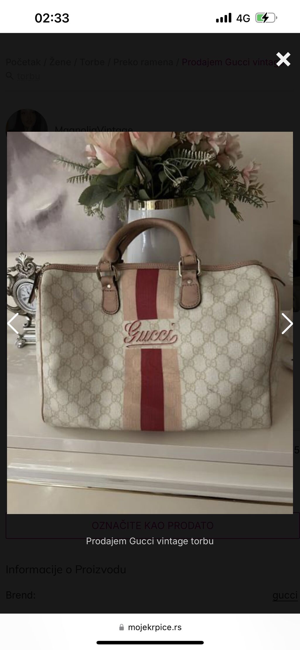 Torbe: Gucci vintage torba original sa kodom kupljena u Milanu za one koji