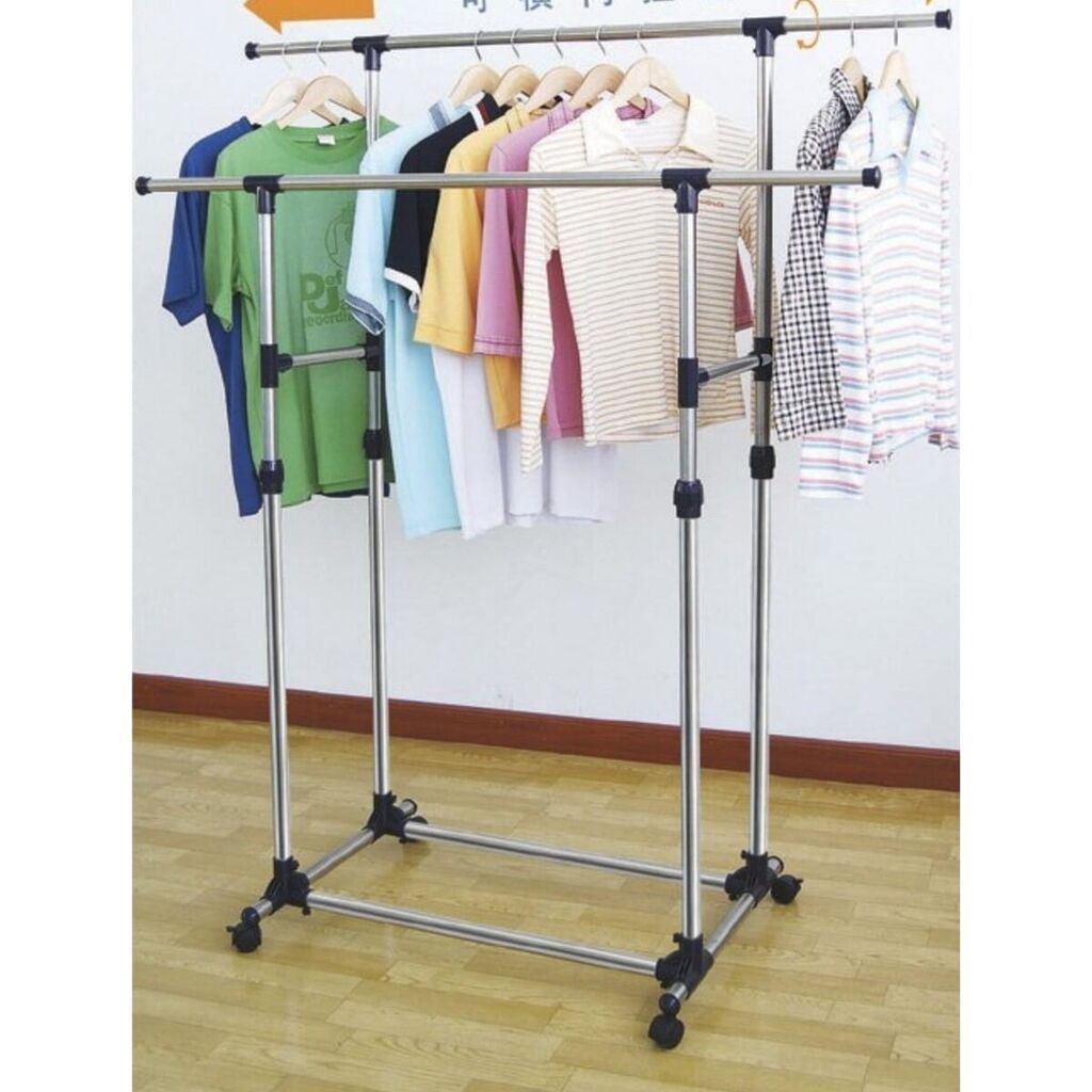 Вешалка напольная двойная для одежды. Double Pole Telescopic clothes Rack. Double Pole Telescopic clothes Rack 2204. Double Pole Telescopic clothes Rack серая. KH-3541 вешалка напольная Double Pole.