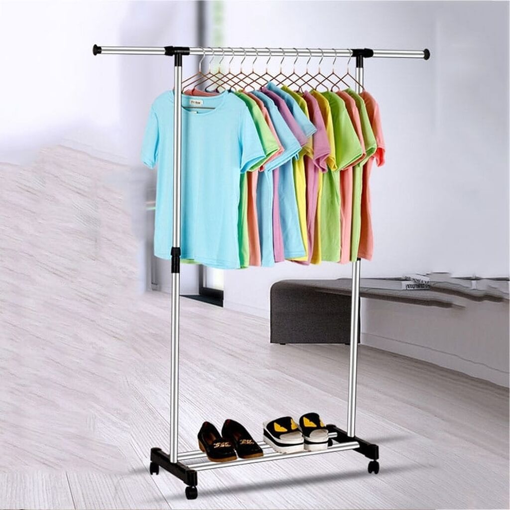 Напольная передвижная стойка для одежды Single-Pole Telescopic clothes Rack