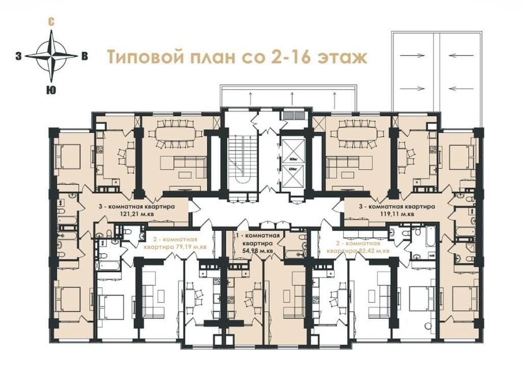 2 комнаты, 82 м², Филармония Элитка, 7 этаж, ПСО (под самоотделку): фото 5