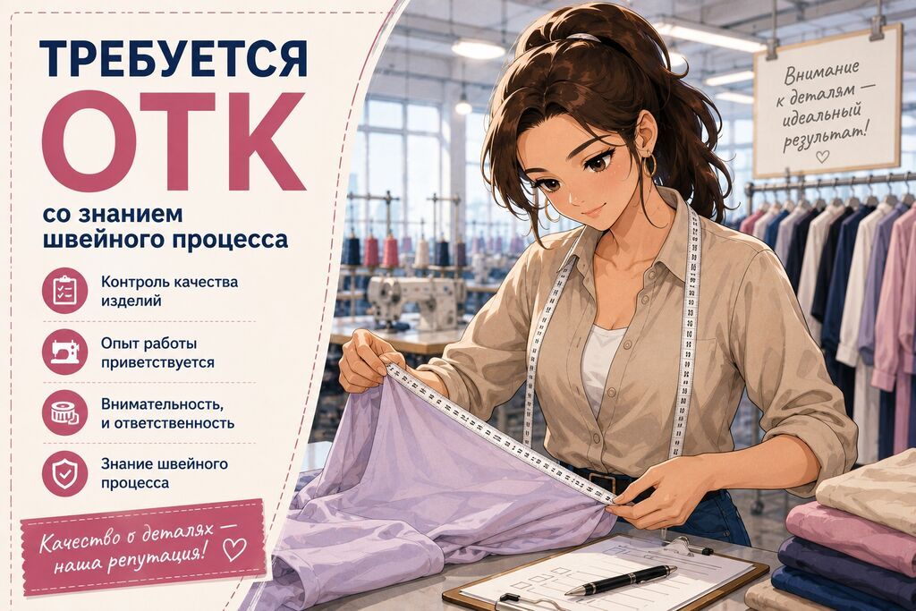 Специалист ОТК со знанием швейного процесса: фото 1