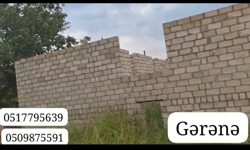 Evin torpaq sahəsi 7sot 15sent. kürsüyə qədər 5 daş qoşa hörülüb. cəm