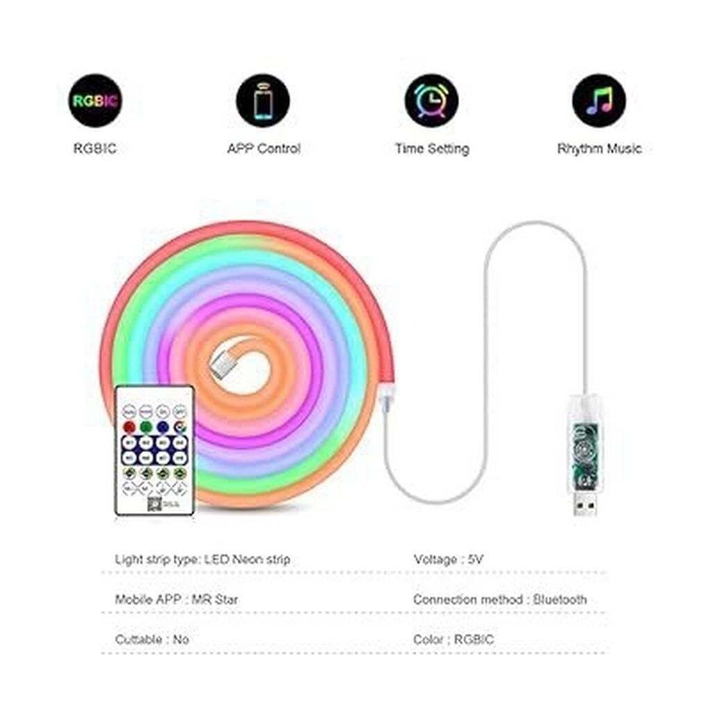 Светодиодная RGB-USB гибкая неоновая лента 5/10 метров Этим: фото 4