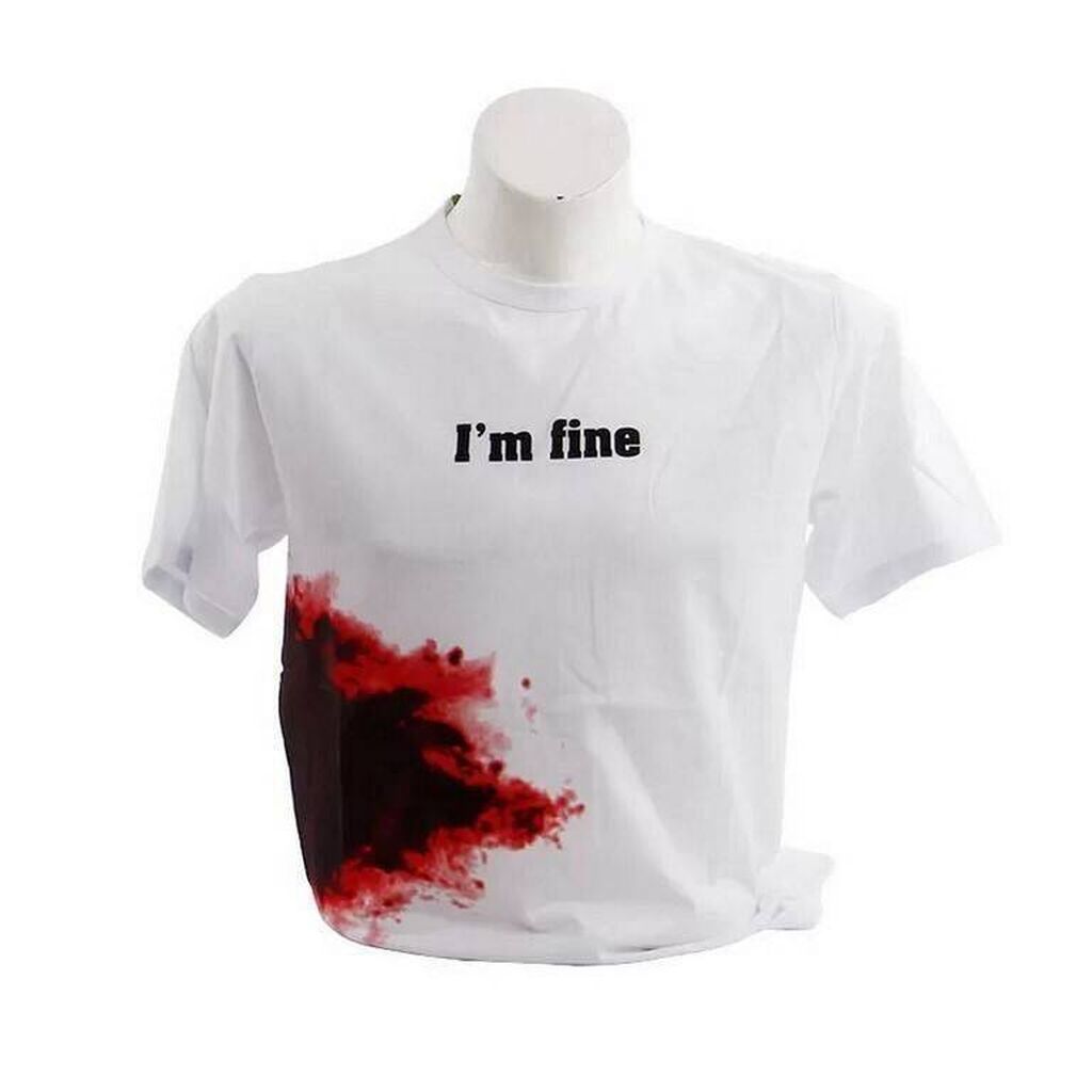Футболка с коротким рукавом, белая, с надписью I'm Fine, размер XL: фото 2